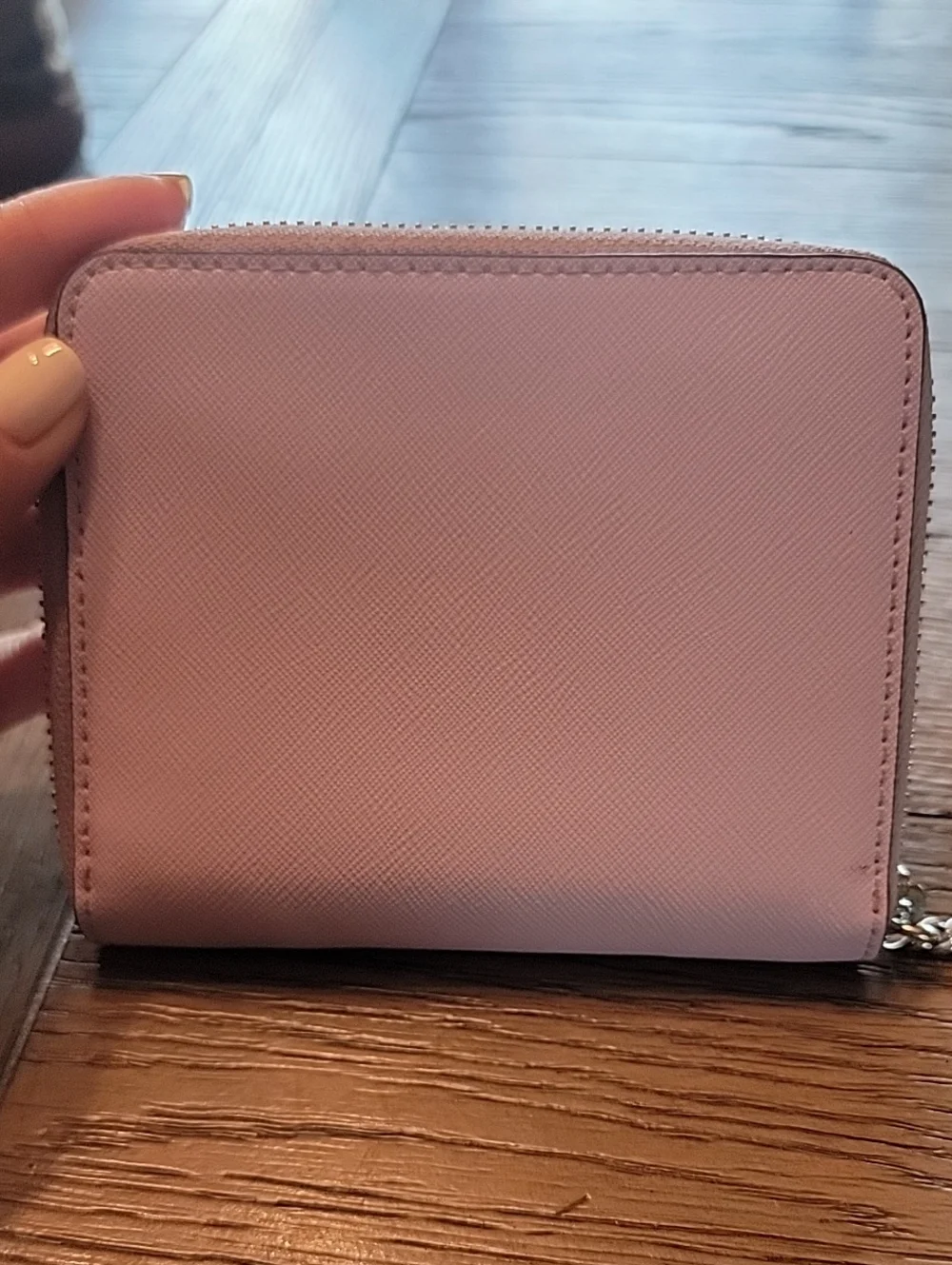 kate spade New York Lavender And Navy Saffiano Leather Zip Wallet with Key Ring